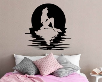 Full Moon Silhouette with Little Mermaid Modern Wall Decal Full Moon Silhouette with Little Mermaid Modern Wall Decal